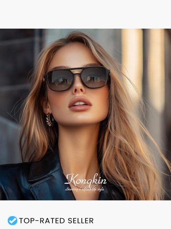 Retro Aviator Sunglasses Polarized Vintage Rectangle Trendy UV Protection main image 6